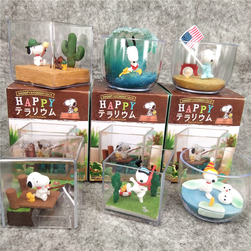Anime Action Figure Blind Box - RE-MENT Snoopy Scene Happy Terrarium Miniature